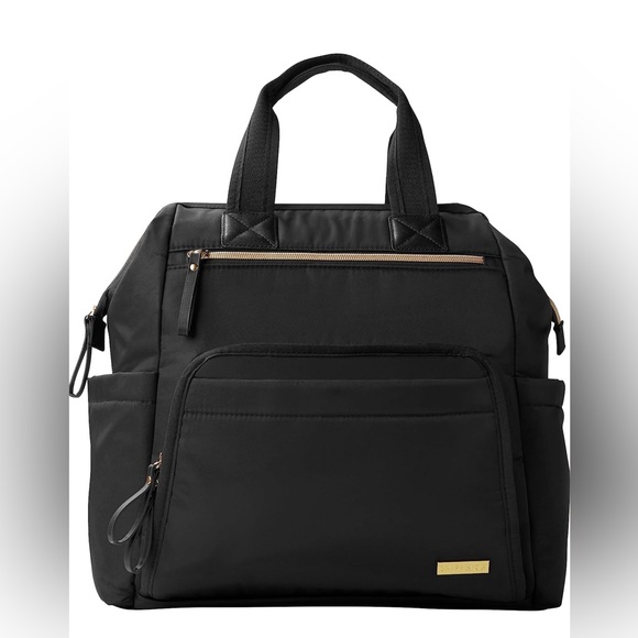 Skip Hop Diaper Bag Backpack: Mainframe Large Capacity, Black with Gold Trim - Picture 2 of 15